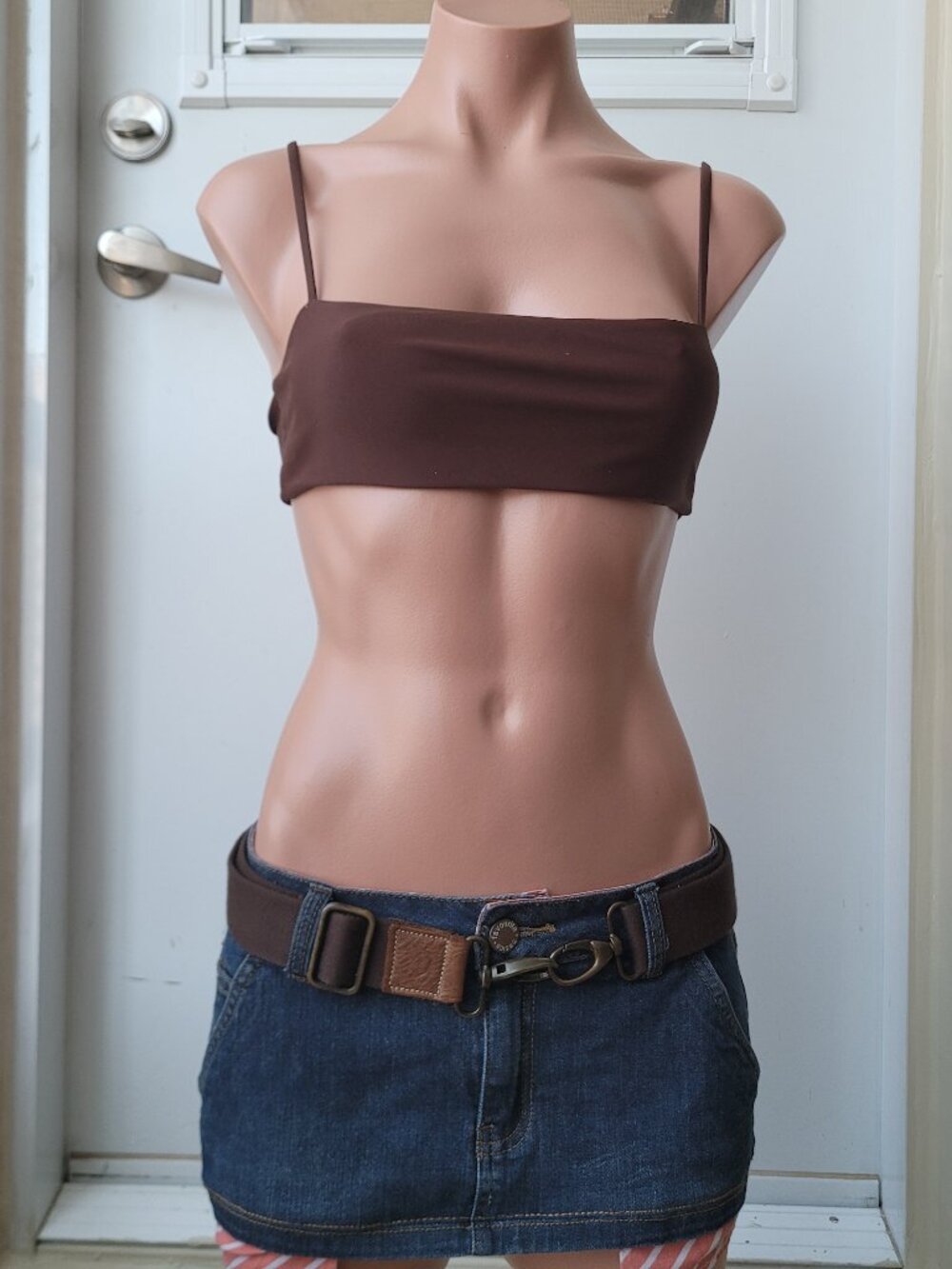 Brown Built-in Bra Athletic Tank Top